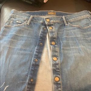 Denim mini skirt with snap buttons